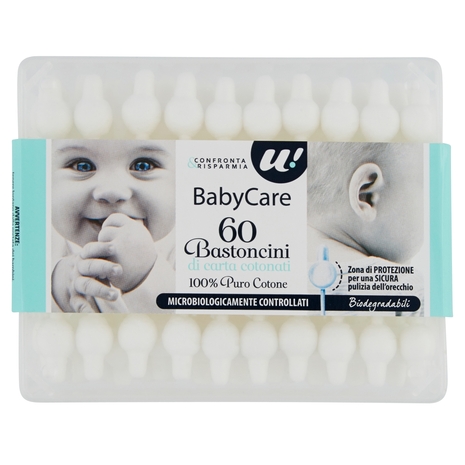 60 BASTONCINI DI CARTA COTONATI BABY CARE 100% PURO COTONE U! Confronta & Risparmia